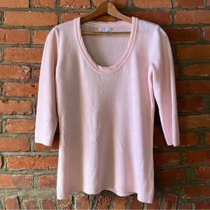 NY&Co. Pale Pink Scoop Neck 3/4-Sleeve Super Soft Sweater size S